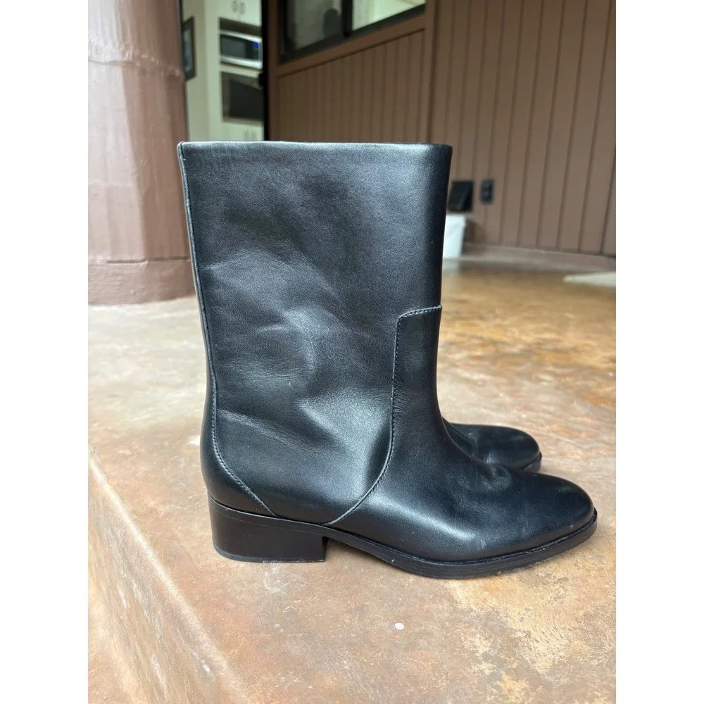 3.1 Philip Lim Black Leather Side Zip Almond Toe Lucien Archive Boot - EU38 US8